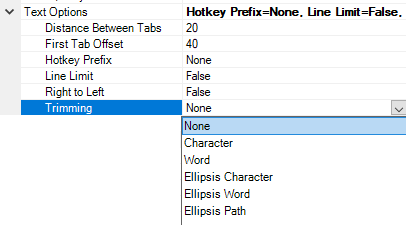 Fig. 03 - Trimming Property and Values