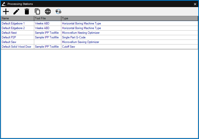 Fig. 1 - Processing Station Management Screen