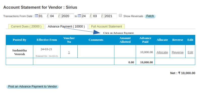 Vendor Advance Payment List In Sap