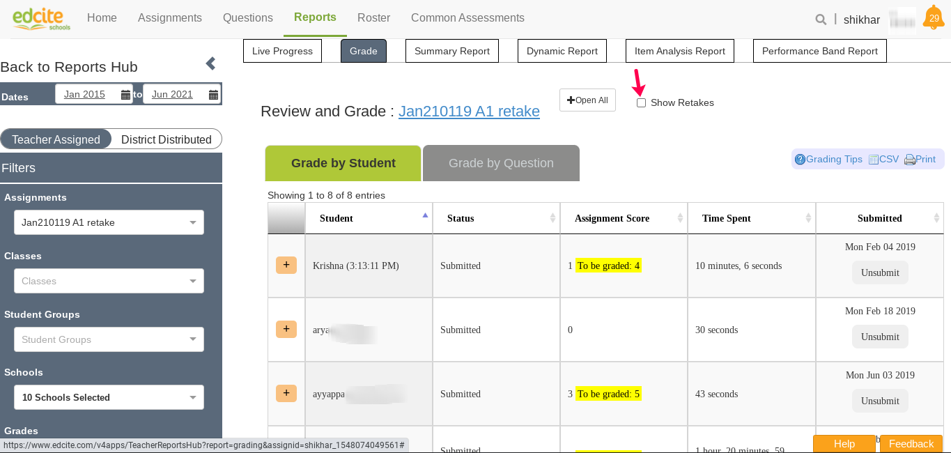 Grading Student Retakes