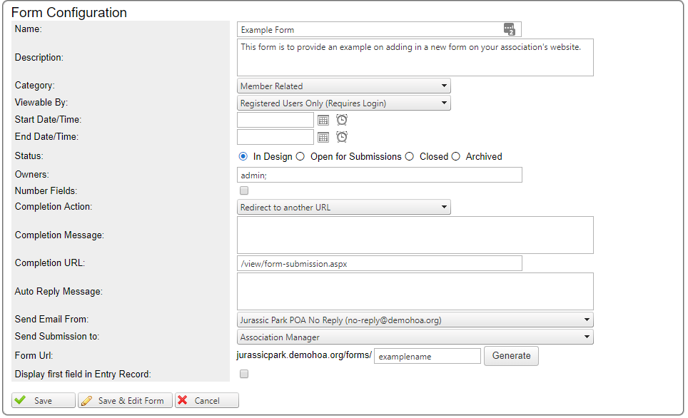 Creating an Electronic Form and Creating a Form page