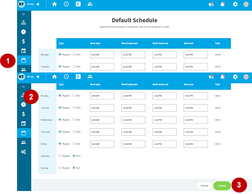 View and Edit Default Schedule