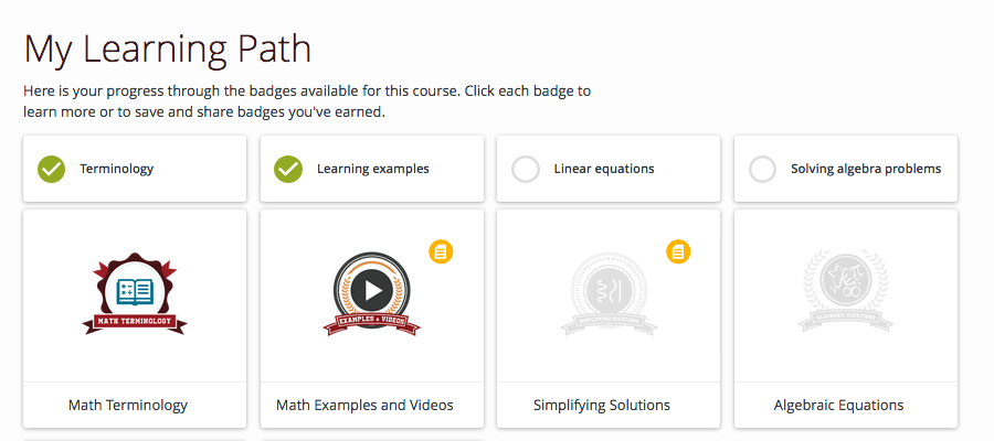 student learning path with evidence