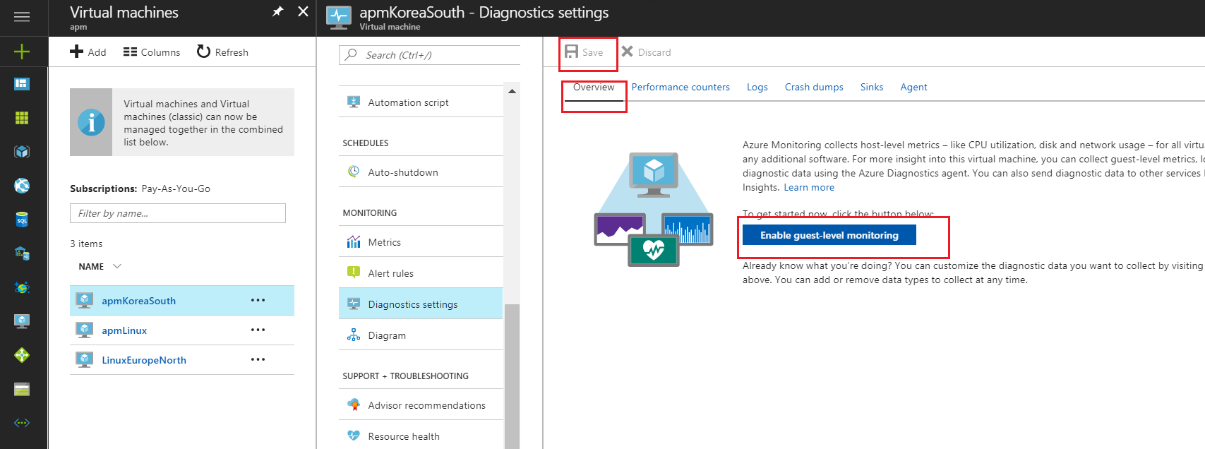 Microsoft Azure Vm Enabling Diagnostics Extension For Windows And Linux Vms 2423