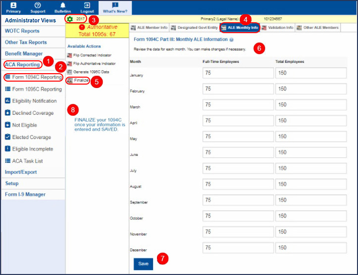 Aca Reporting Update Finalize 1094c Company Ale Information