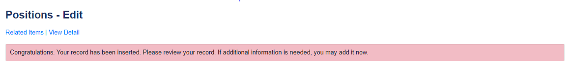 example of what you see when record is inserted