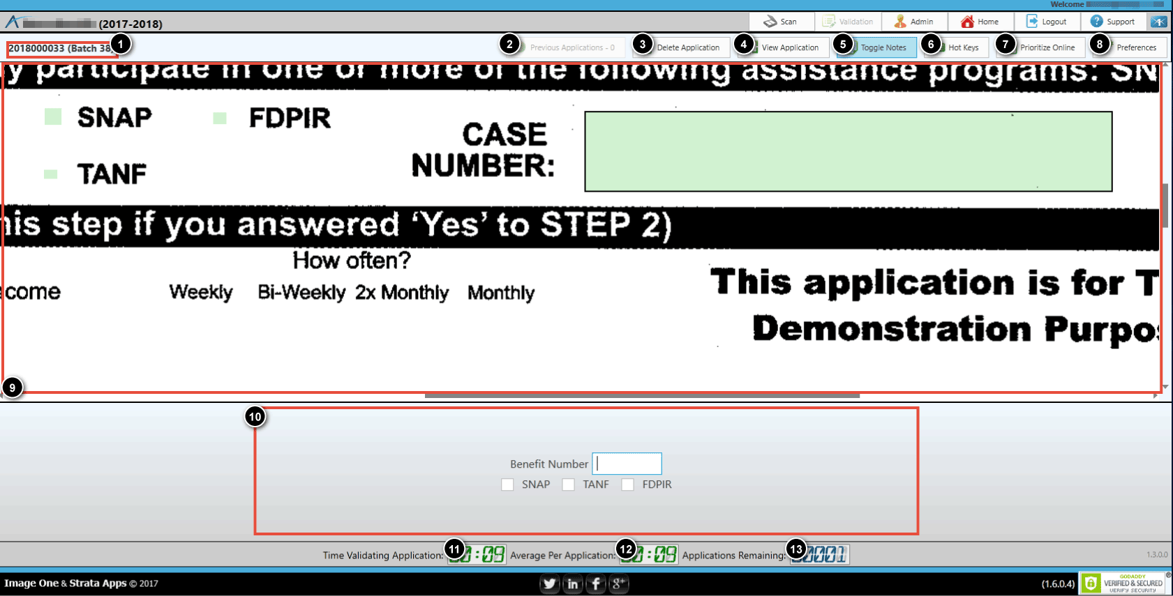 Strata Apps Validation module when validating a scanned application