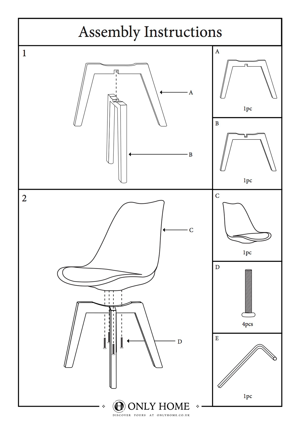 Canary Dining Chair With Pyramid Legs Assembly Instructions