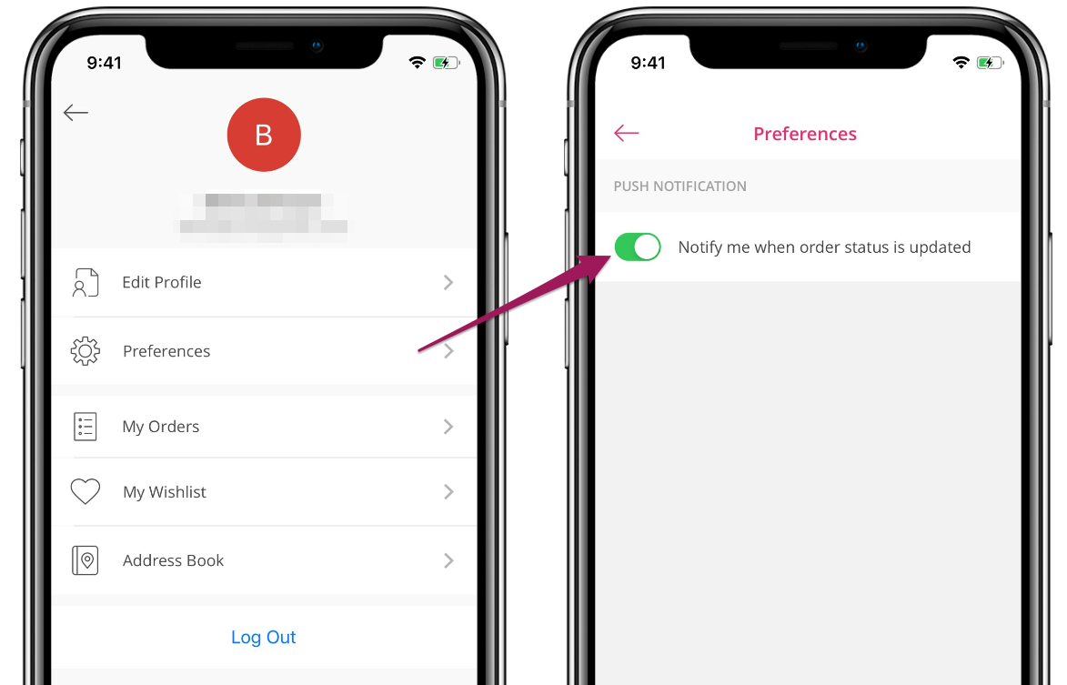 How to enable push notifications for order tracking?