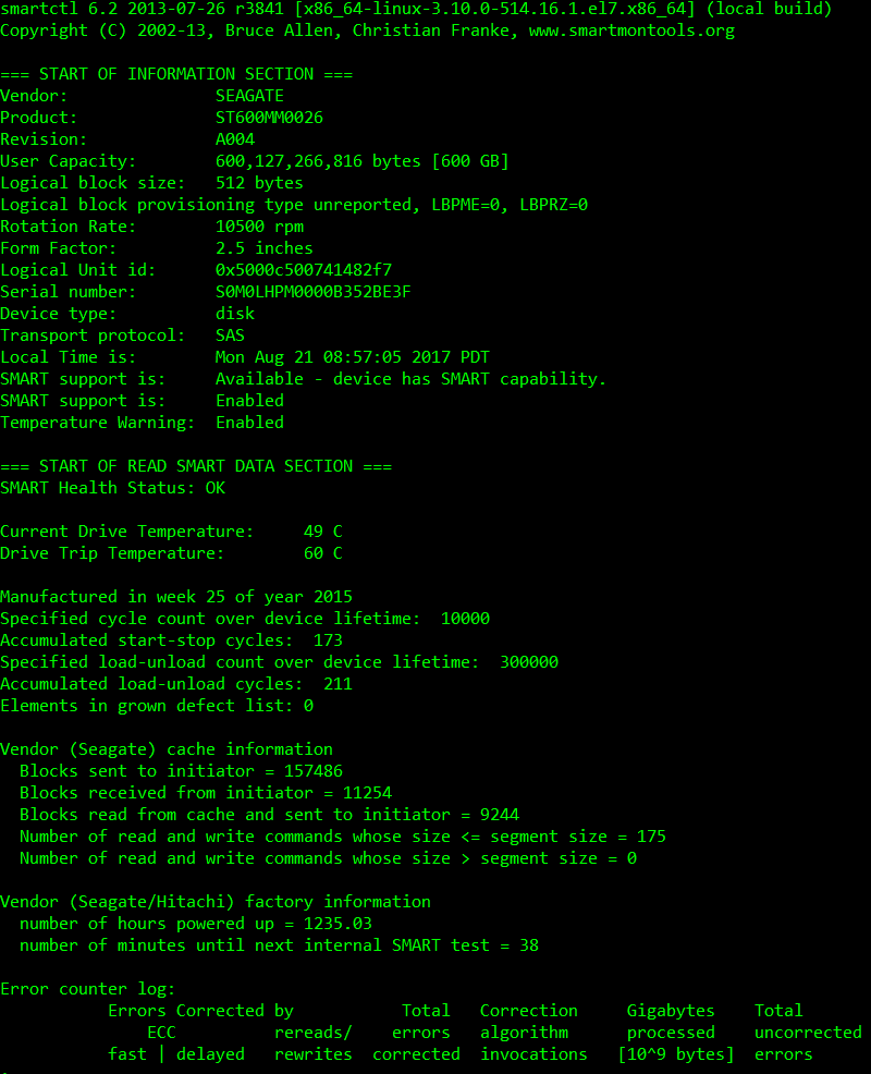 Getting SMART data behind MegaRAID controllers