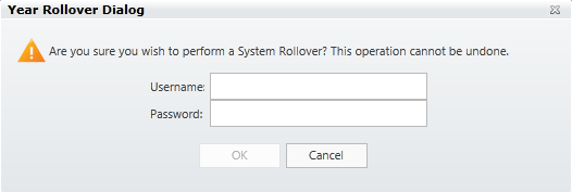 Strata Apps Year Rollover Dialog box