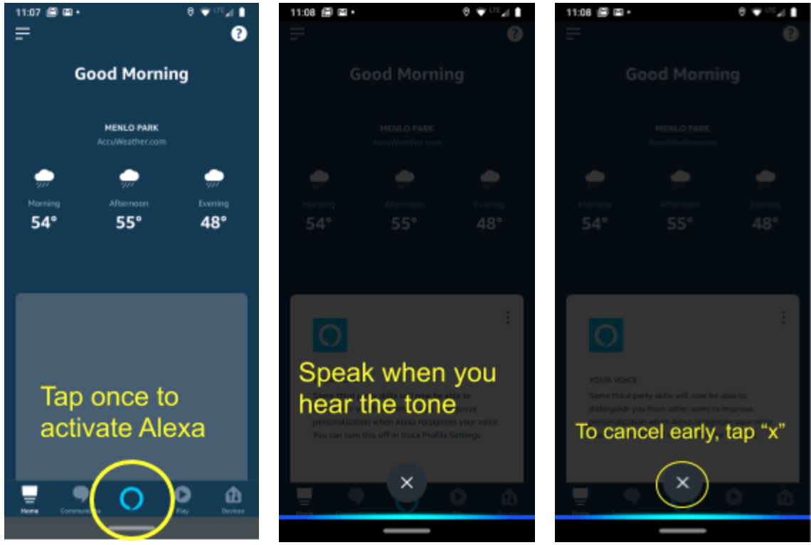 Use Alexa on a smartphone or tablet
