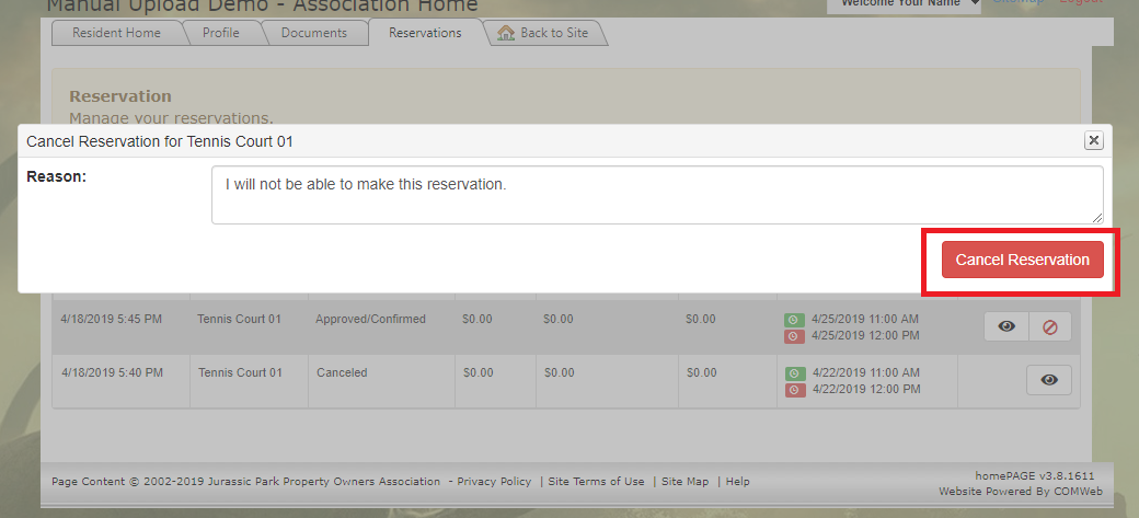 How to Cancel a Reservation as a Resident