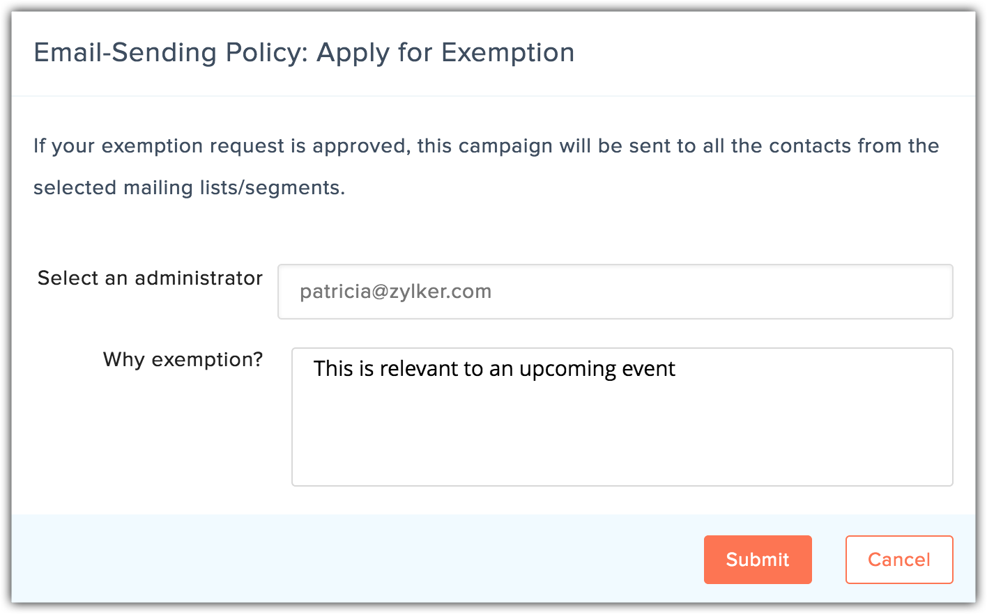 apply for exemption reason