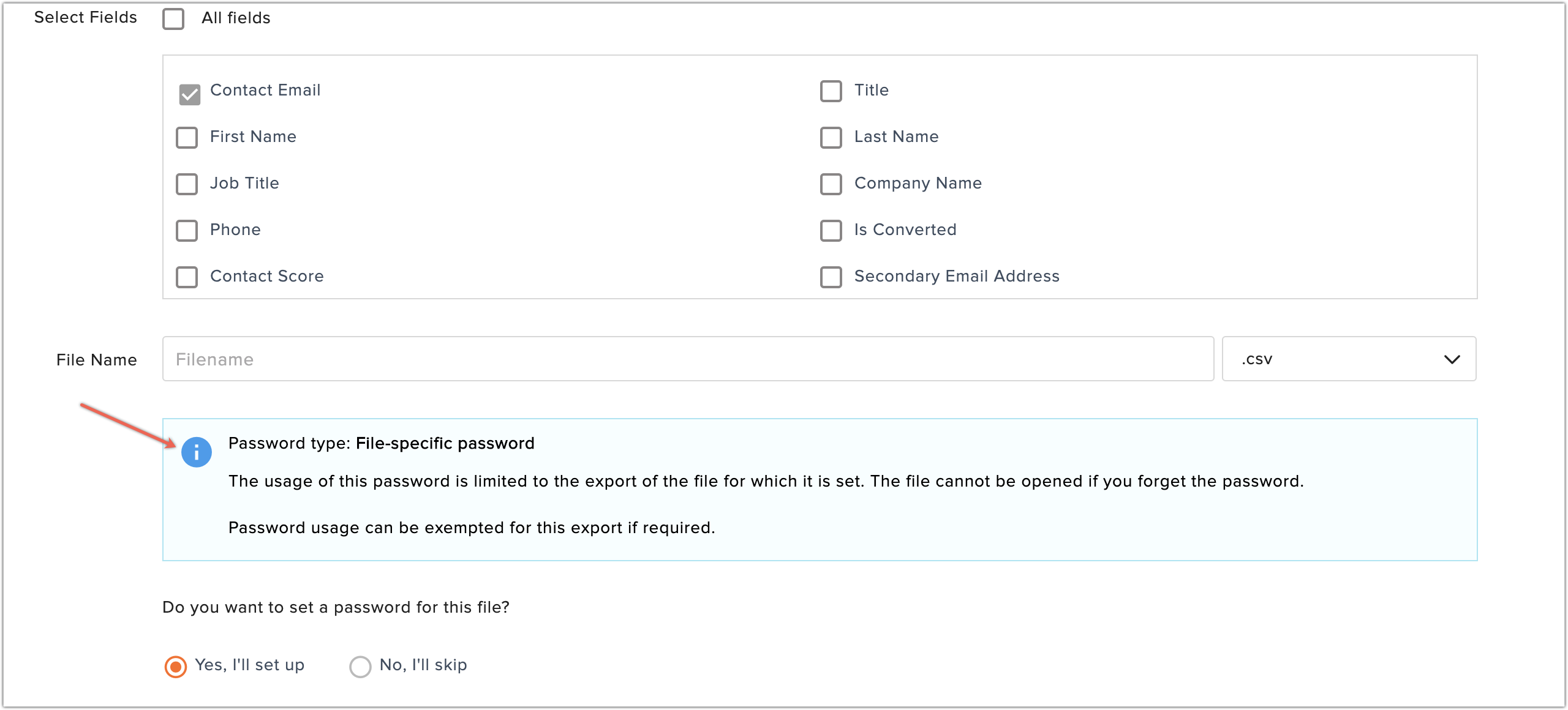 file specific password exemption