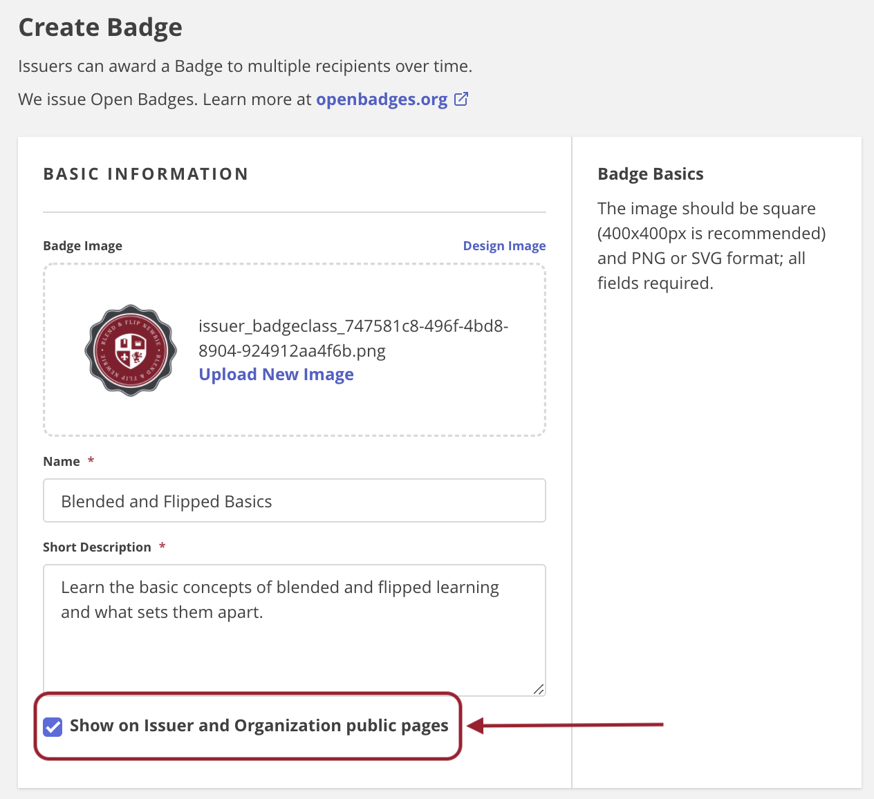 Hide badge when creating