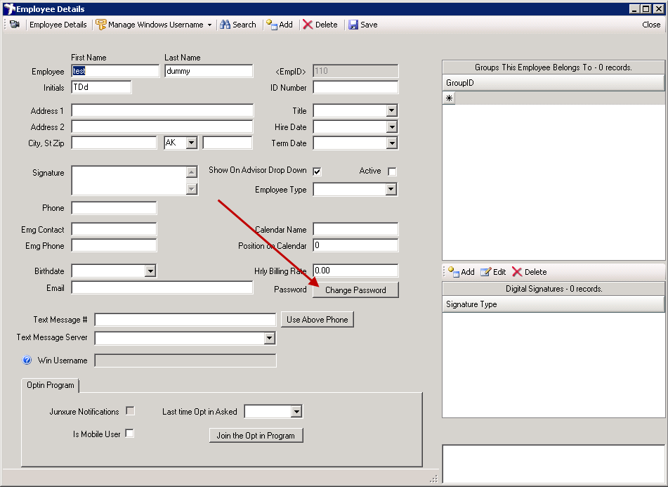 Users: Changing Passwords