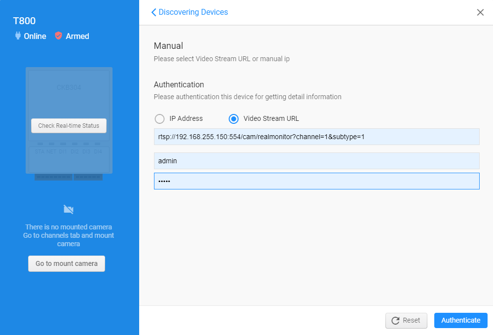 Mounting Cameras Using the Video Stream URL Function