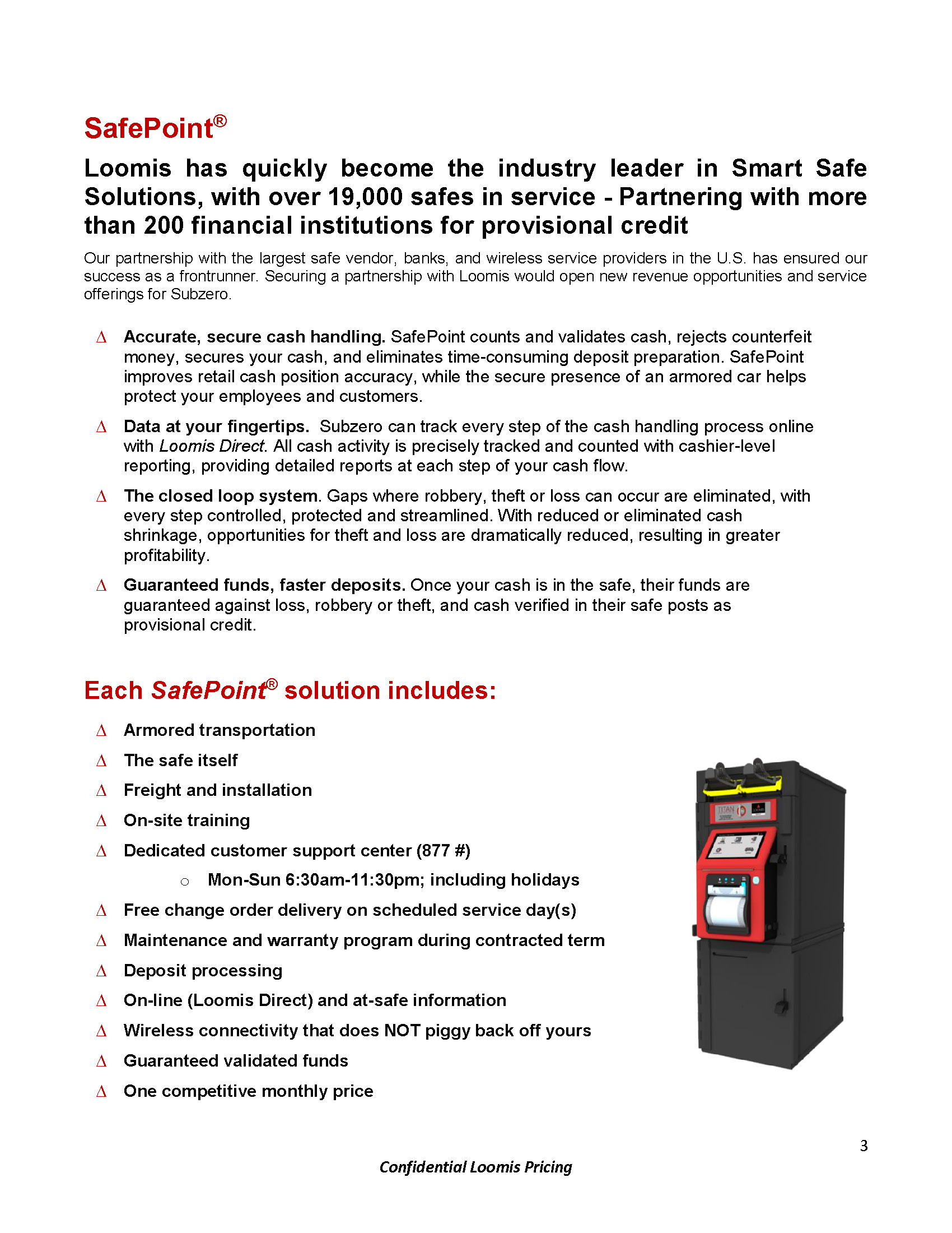 Cash Management Loomis Smart Safe.