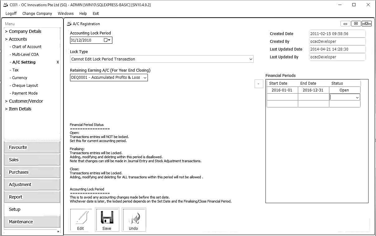 Setting Financial Periods & Locking Accounting Data