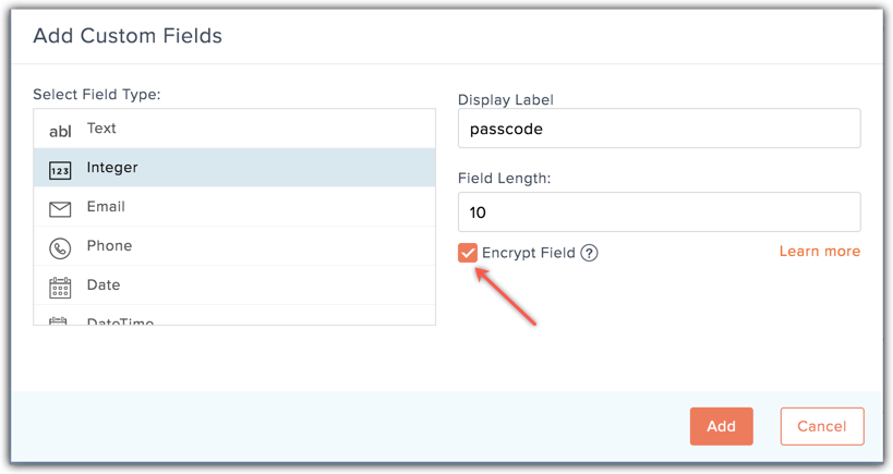 encrypt custom field