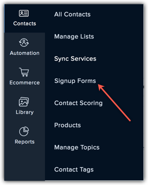 signupform menu