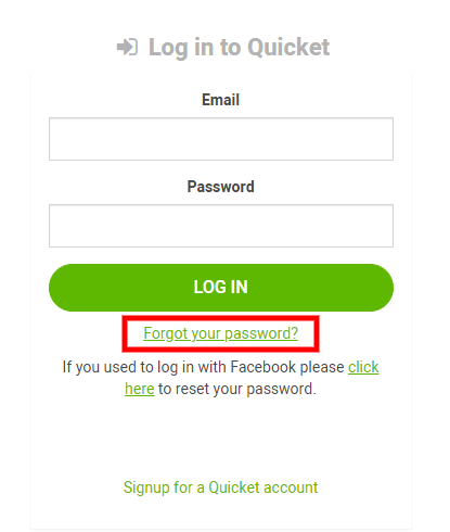 How to reset your Quicket password
