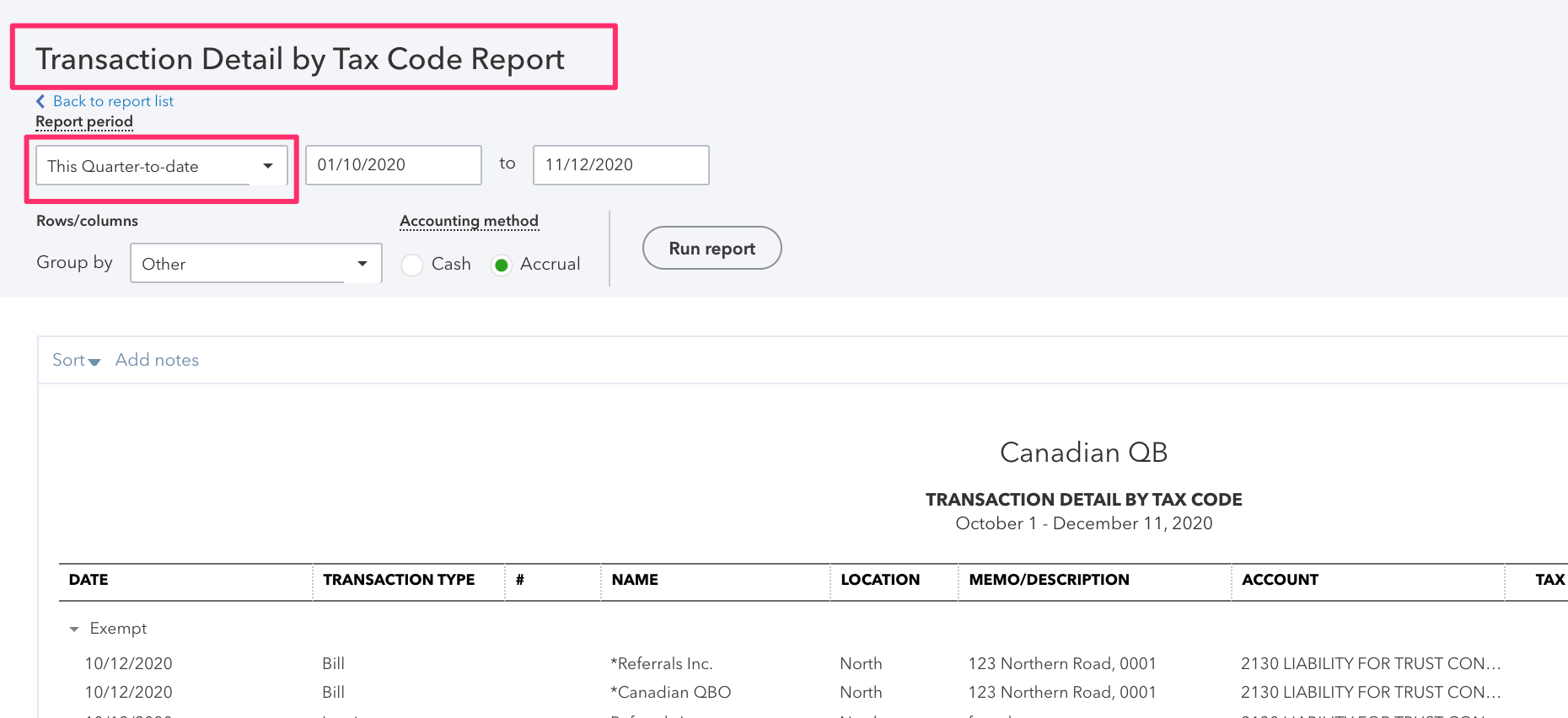 Canadian QuickBooks Online Sales Tax Postings and Filing