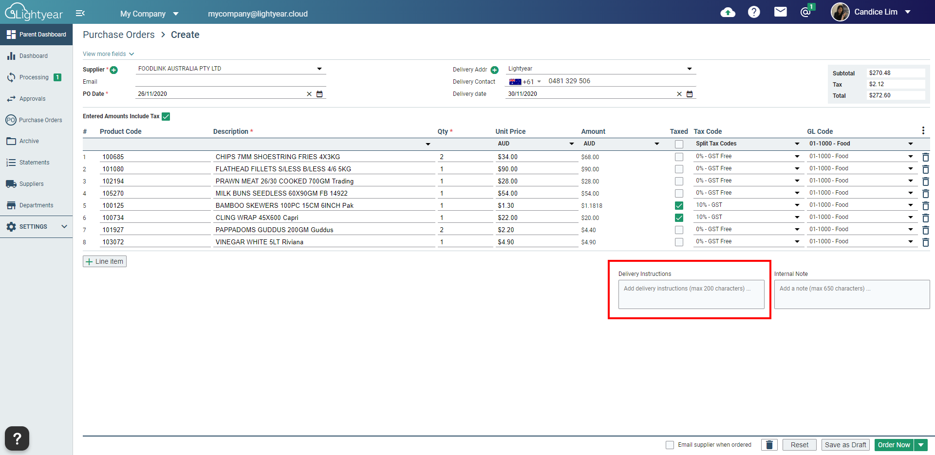 Creating Purchase Orders