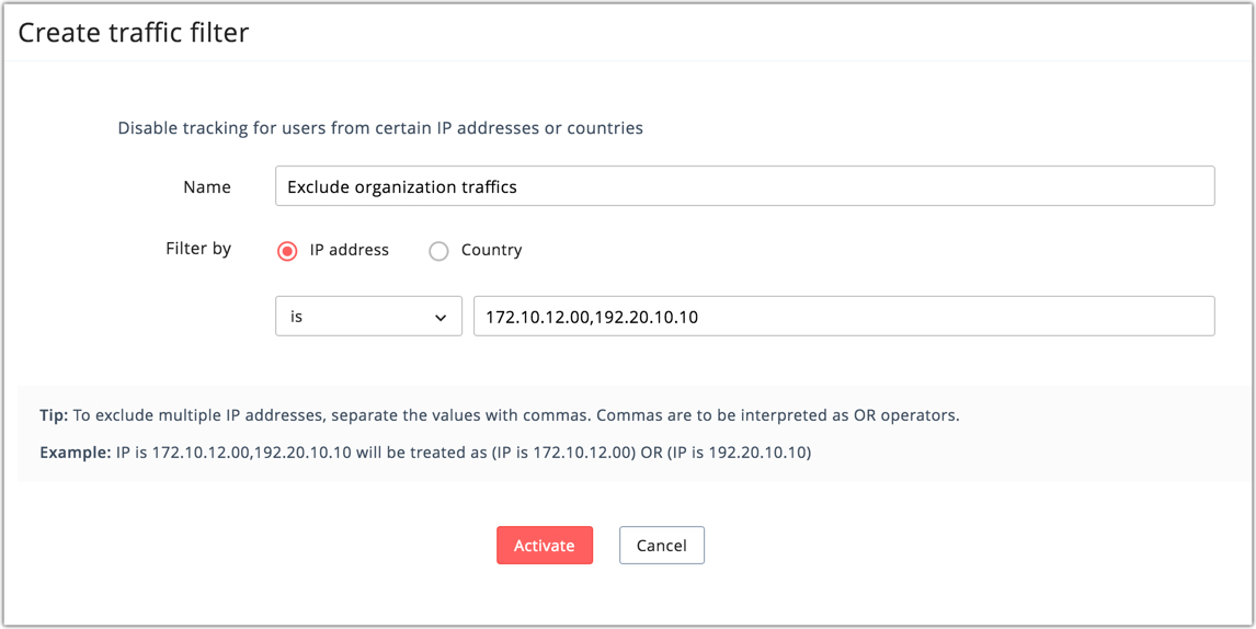 Web assistant internal traffic filter 