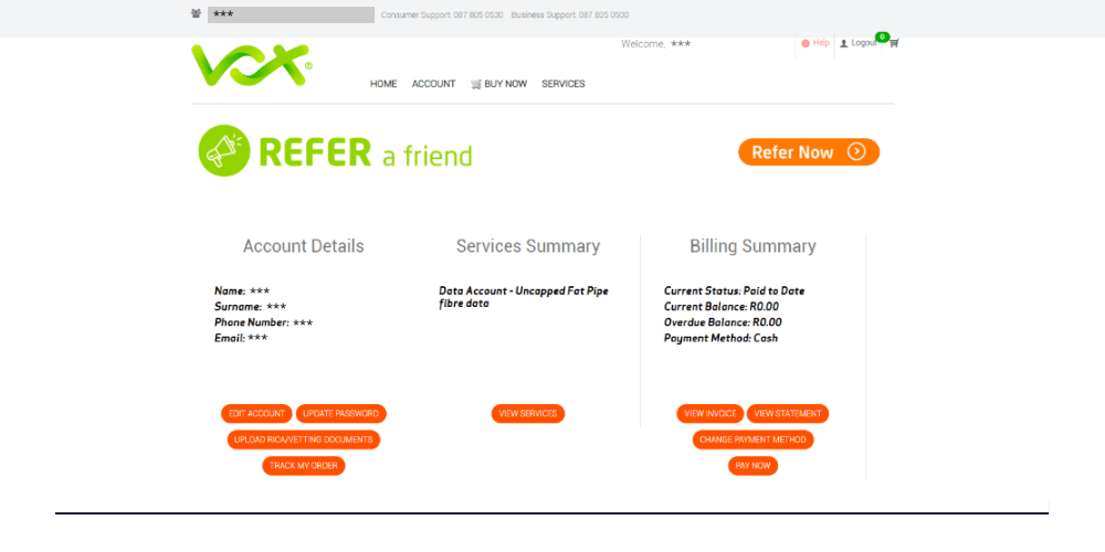 How to access the Vox customer portal