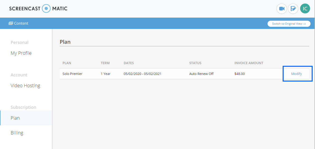 Setting up your subscription to autorenew