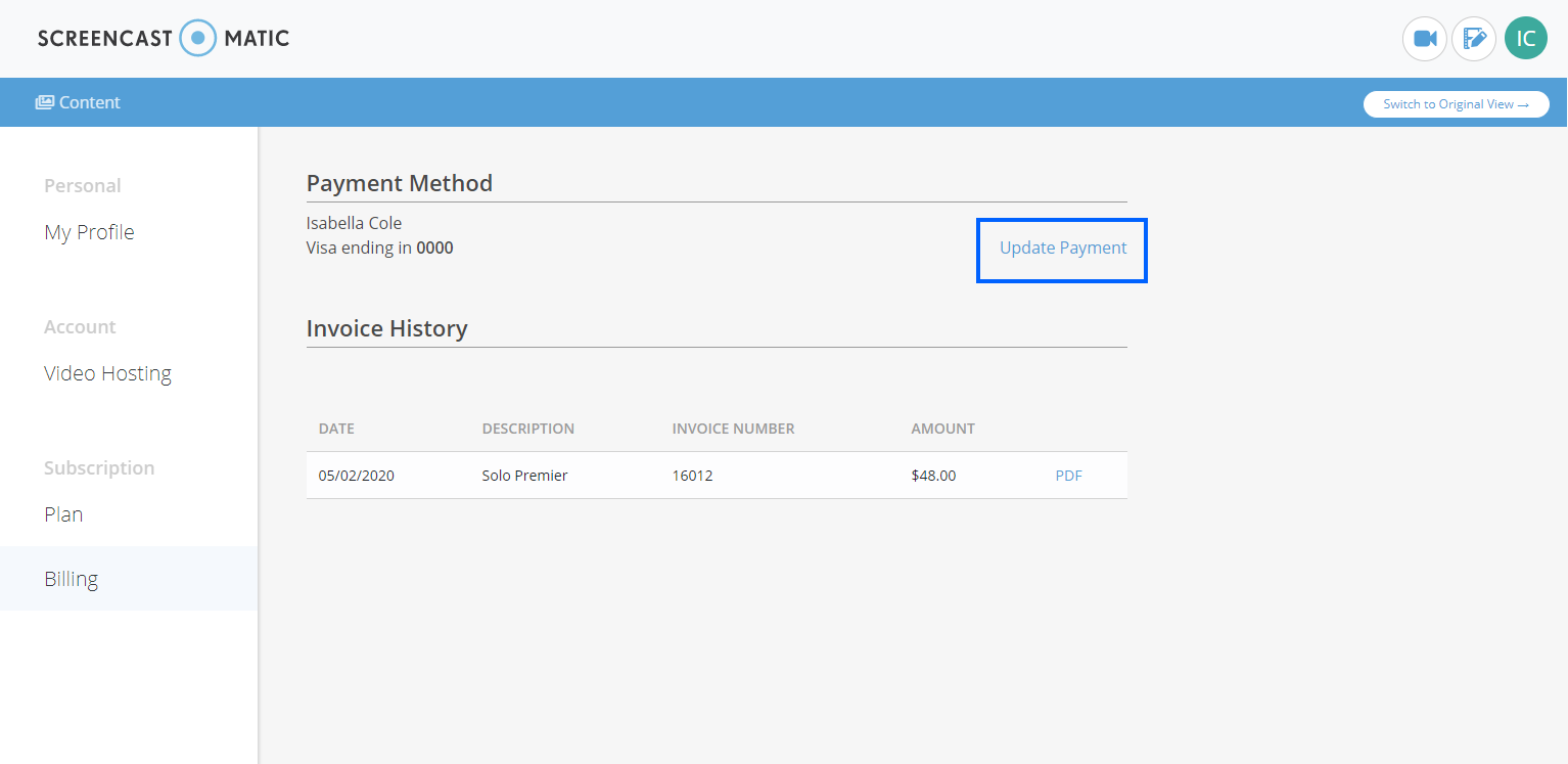 how to view billing statements or print a subscription payment receipt