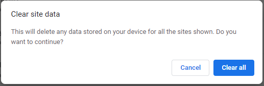 Chrome confirm clear cookie