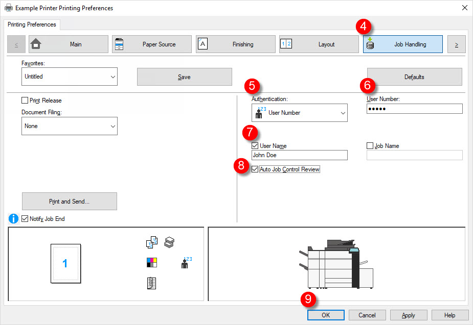 Printing Configuring Job Handling Codes for Sharp Copiers