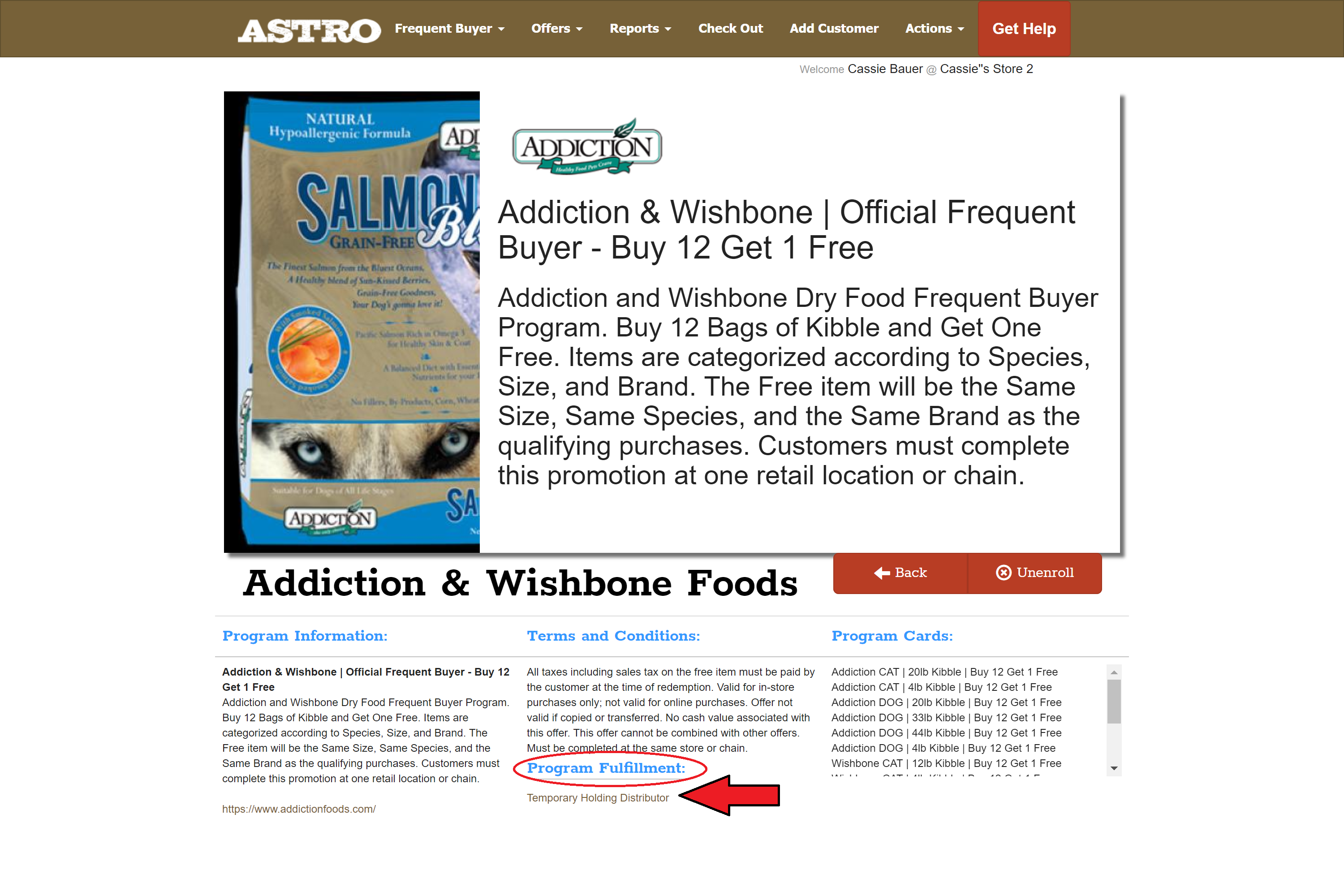 Selecting/Updating Distributor and Account Number Information