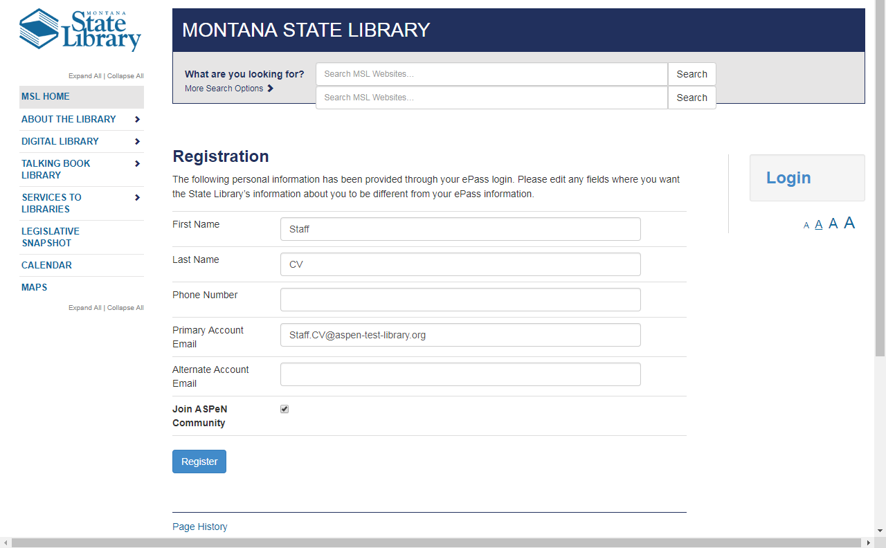 ASPeN Creating a New ePass Account