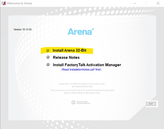 how to install Arena simulation software 
