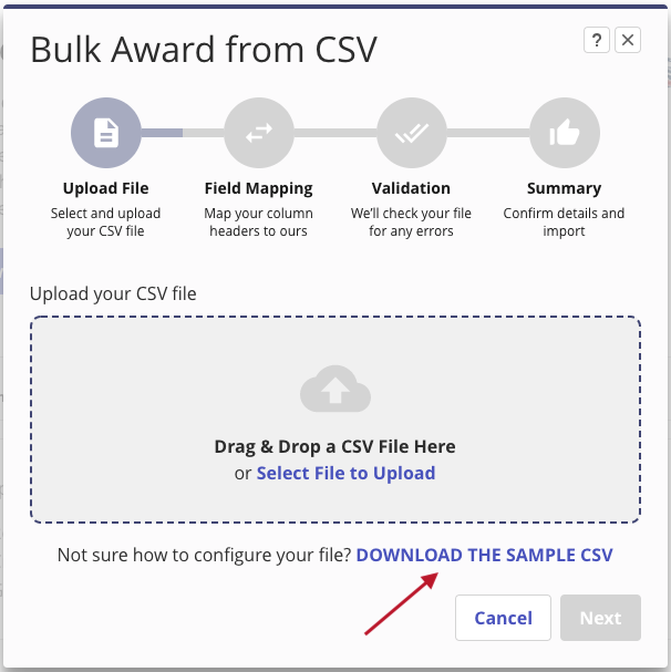 upload CSV