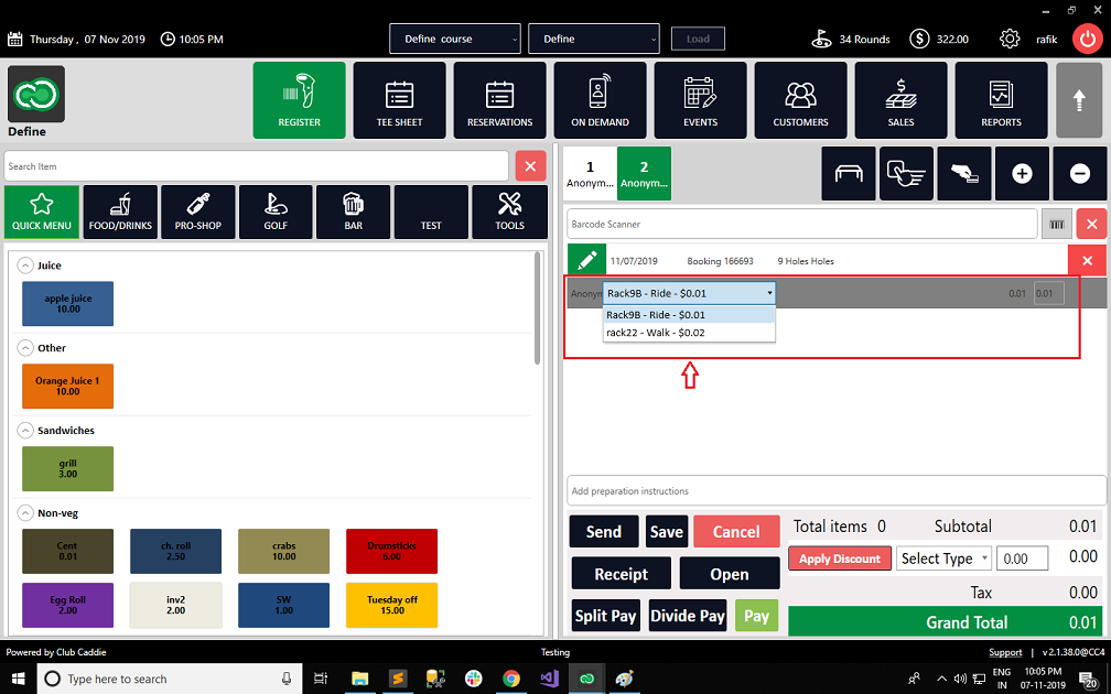 RegisterChange the type of Rack Rate for a given tee time.