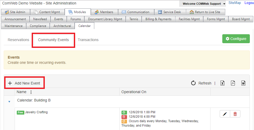 How to Add an Event to the New Calendar Module