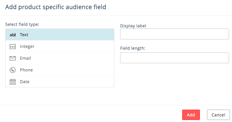 Add product specific audience field