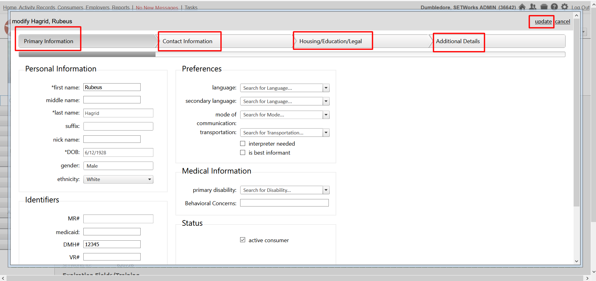 Updating/Editing Consumer Details