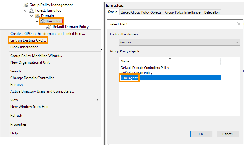 Linking an existing GPO
