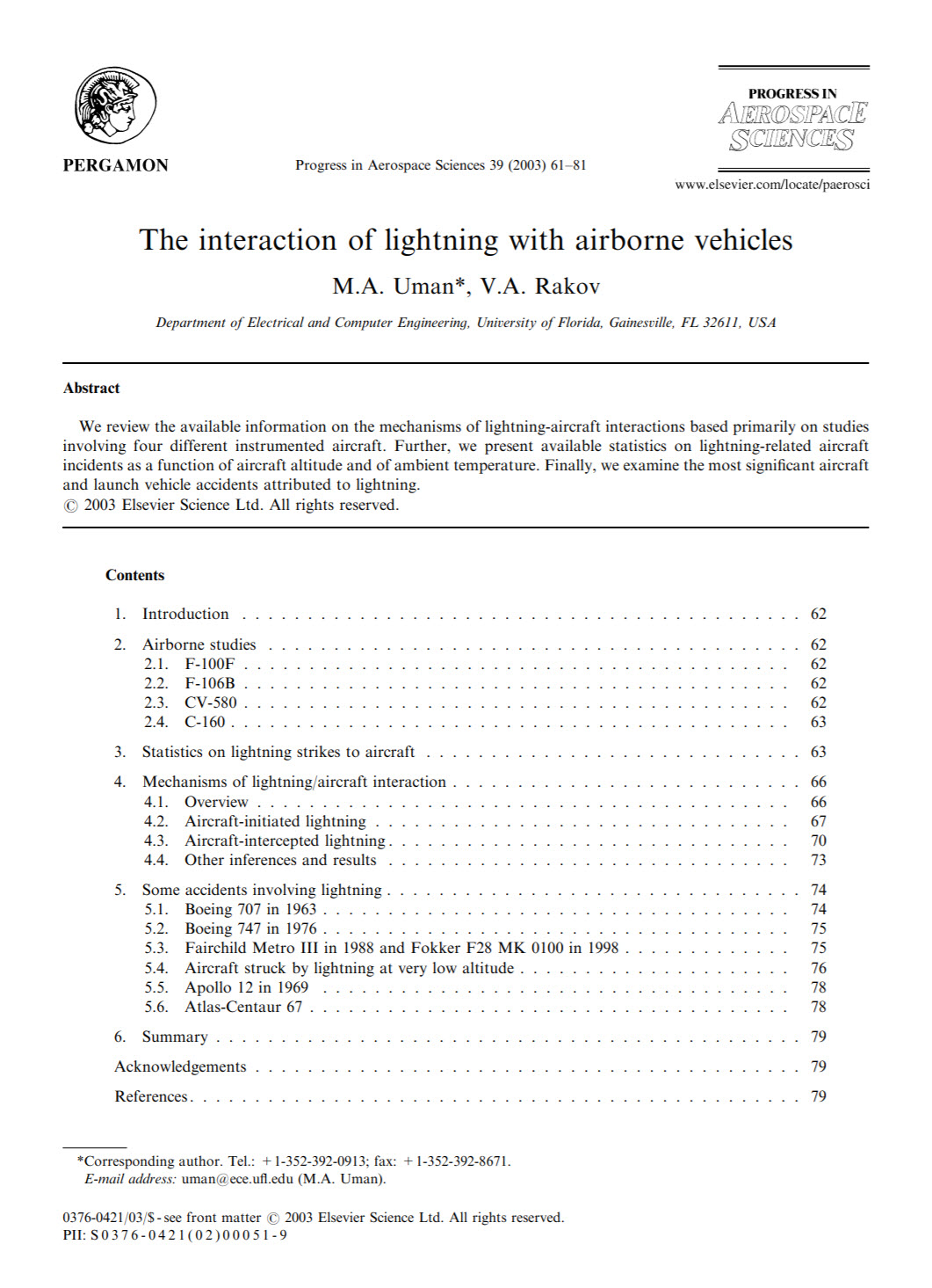 interaction of lightning with airborne vehicles