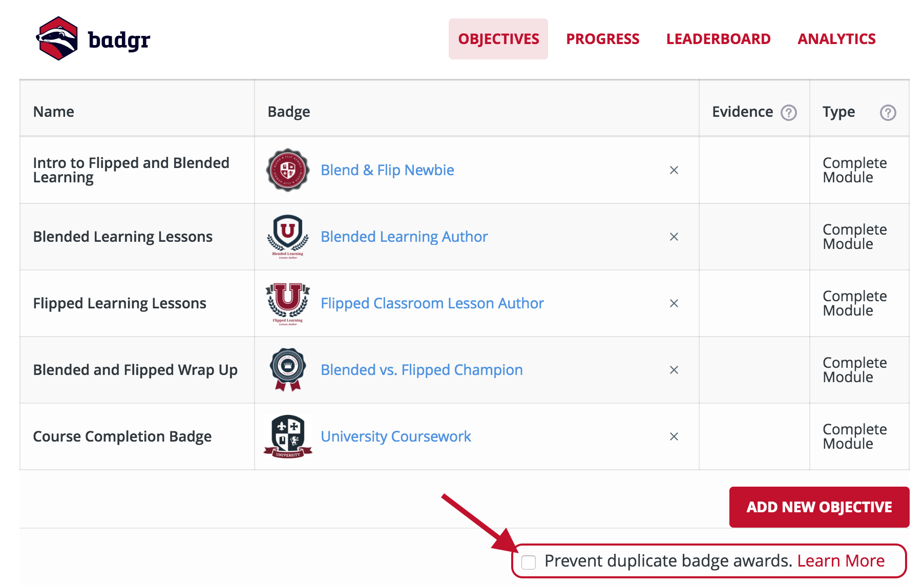 Canvas prevent duplicate badge awards