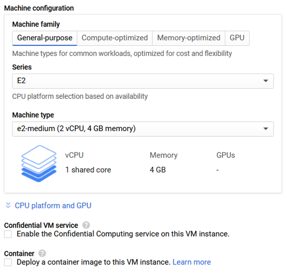 Machine configuration