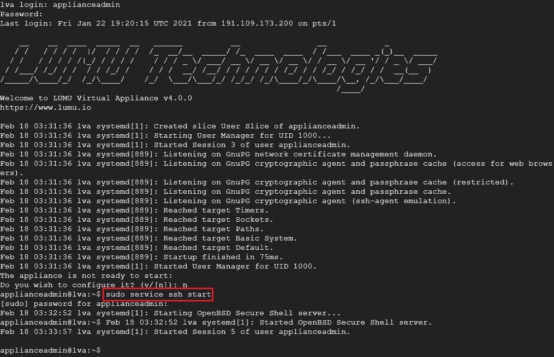 Lumu VA start screen