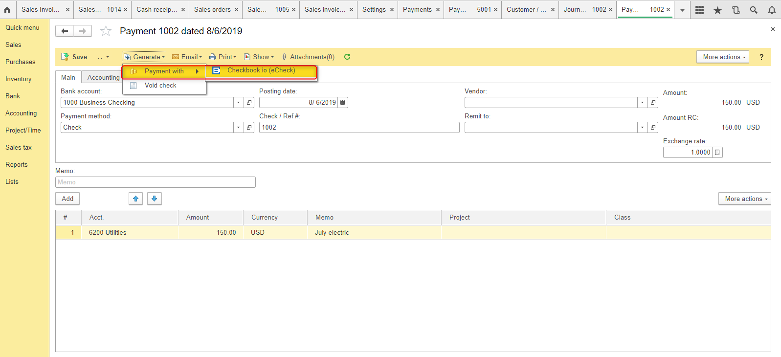Checkbook.io Integration with AccountingSuite™