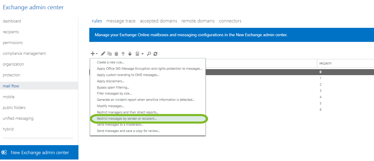 Restrict message by sender or recipient